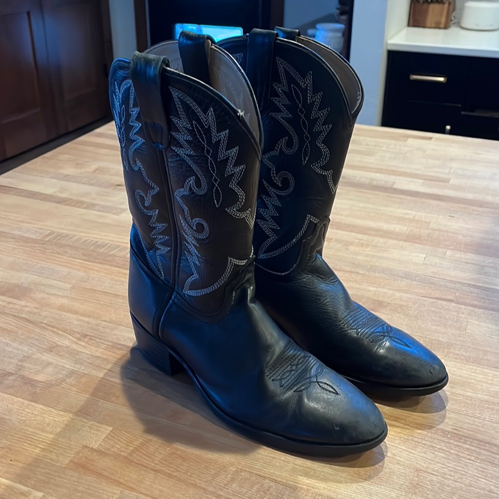 Dan Post Black Leather Cowboy Western Boots DPC 3007 Size 5